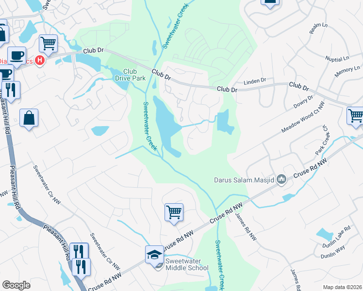 map of restaurants, bars, coffee shops, grocery stores, and more near 3275 Colgan Trace Northwest in Lawrenceville