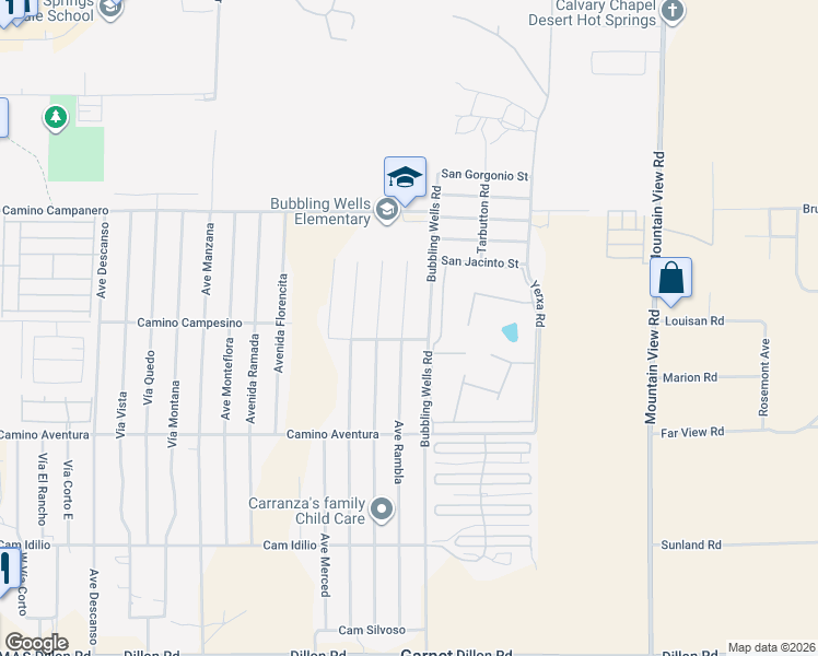 map of restaurants, bars, coffee shops, grocery stores, and more near 15500 Avenue Rambla in Desert Hot Springs
