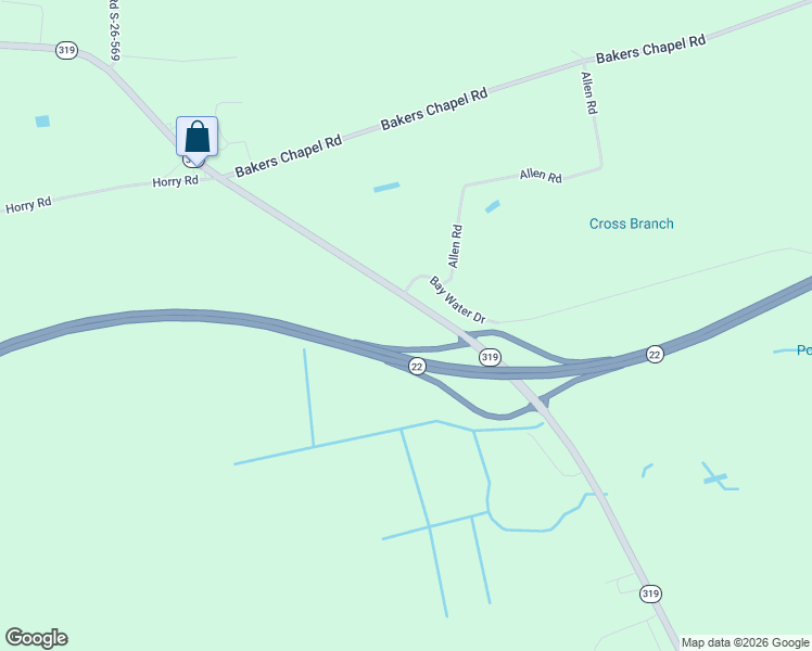 map of restaurants, bars, coffee shops, grocery stores, and more near 5551 South Carolina 319 in Conway