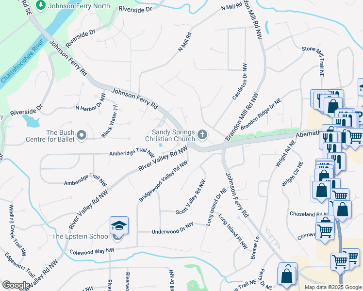 map of restaurants, bars, coffee shops, grocery stores, and more near 200 River Valley Ct in Atlanta