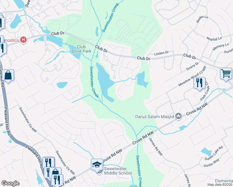 map of restaurants, bars, coffee shops, grocery stores, and more near 3275 Colgan Trace Northwest in Lawrenceville