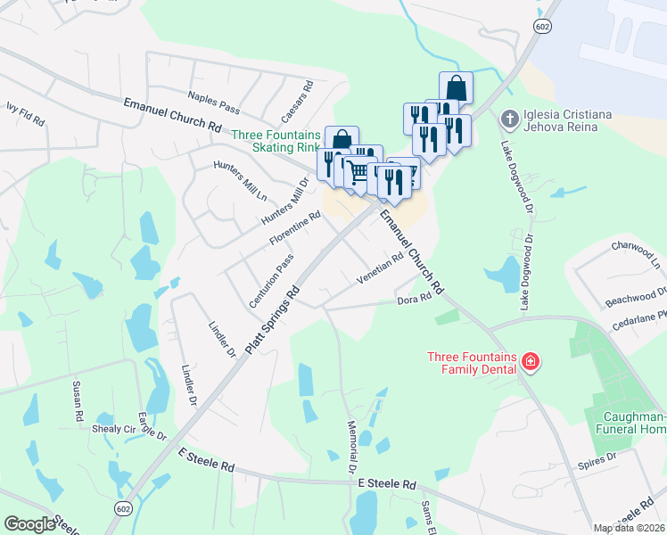 map of restaurants, bars, coffee shops, grocery stores, and more near 4057 Platt Springs Road in West Columbia
