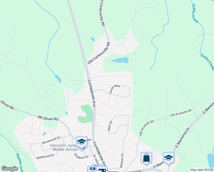 map of restaurants, bars, coffee shops, grocery stores, and more near 104 Oscar Court in Dallas