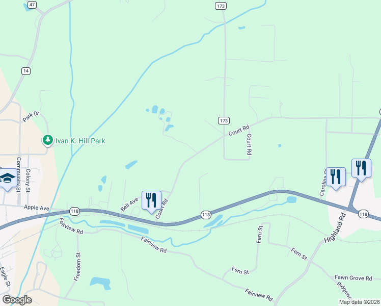 map of restaurants, bars, coffee shops, grocery stores, and more near 471 Court Road in Winfield