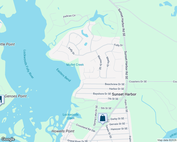 map of restaurants, bars, coffee shops, grocery stores, and more near 3518 Marina Drive Southeast in Bolivia