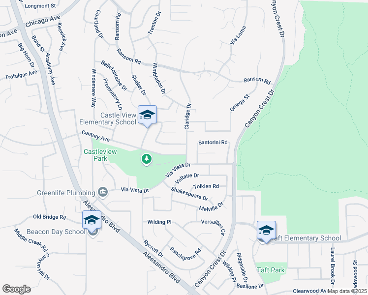 map of restaurants, bars, coffee shops, grocery stores, and more near 1300 Parkside Drive in Riverside