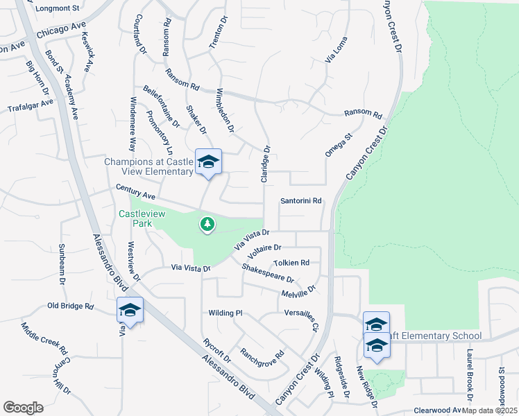 map of restaurants, bars, coffee shops, grocery stores, and more near 1300 Parkside Drive in Riverside
