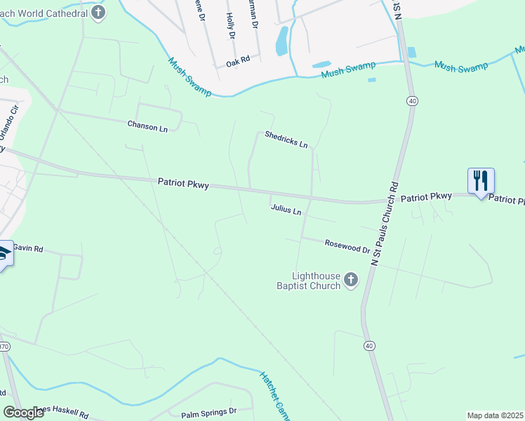 map of restaurants, bars, coffee shops, grocery stores, and more near 4480 Julius Lane in Sumter