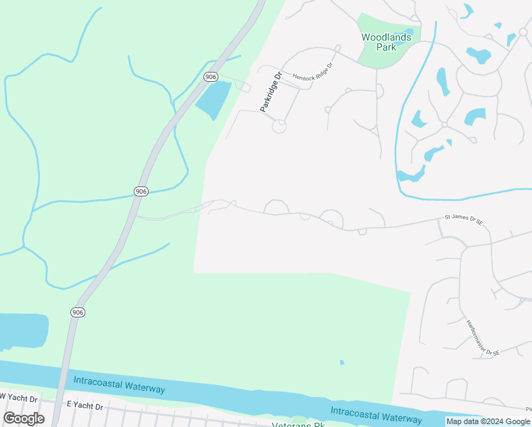 map of restaurants, bars, coffee shops, grocery stores, and more near 2217 Saint James Drive Southeast in Saint James