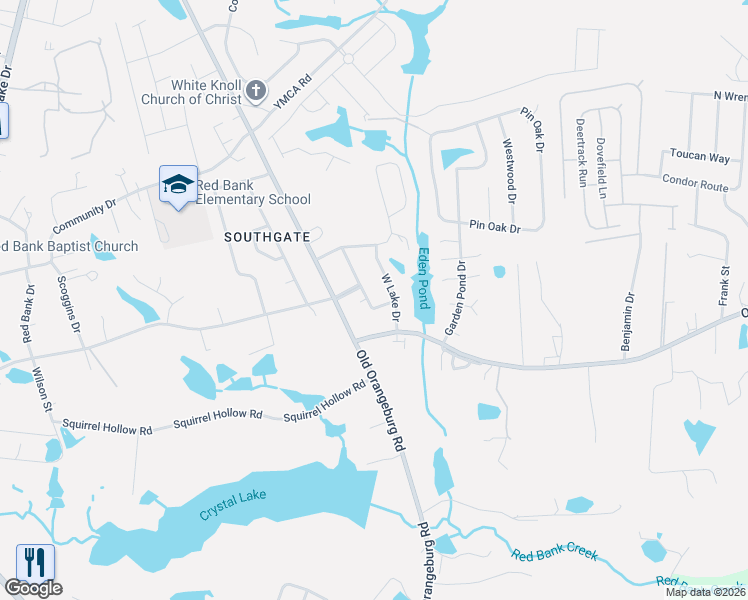 map of restaurants, bars, coffee shops, grocery stores, and more near 129 Land of the Lakes Circle in Lexington