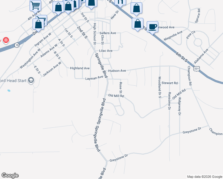 map of restaurants, bars, coffee shops, grocery stores, and more near 1006 1st Street South in Oneonta