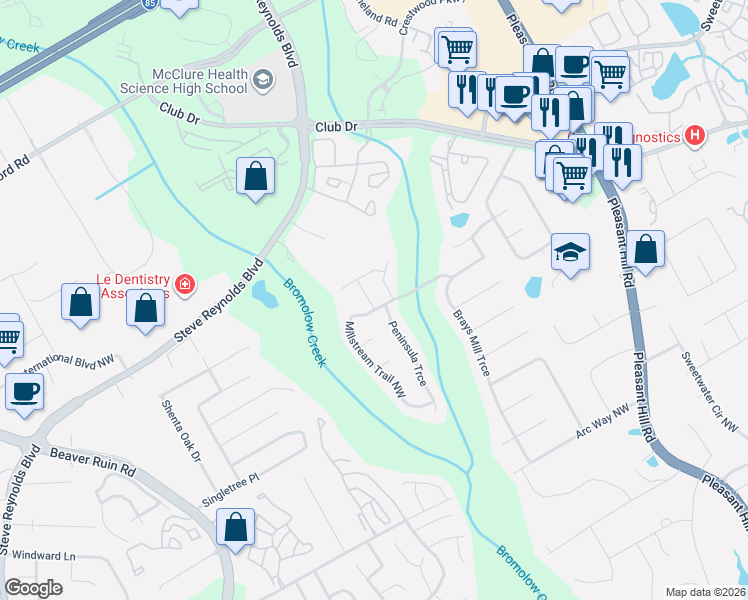 map of restaurants, bars, coffee shops, grocery stores, and more near 1424 Brookcrest Street in Lawrenceville