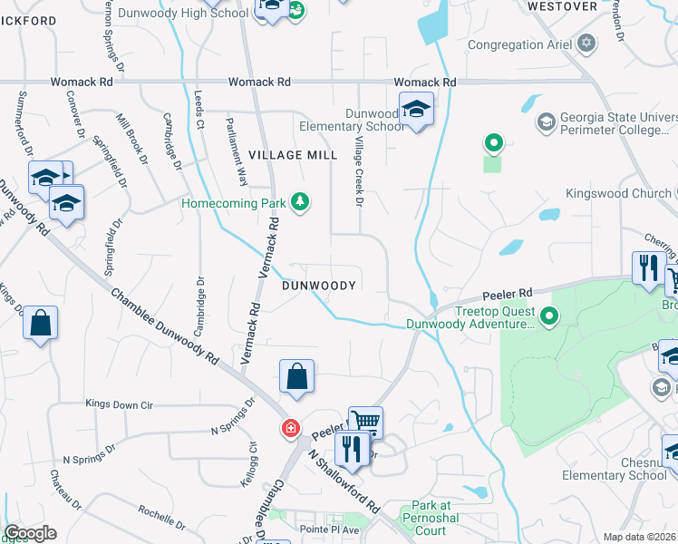 map of restaurants, bars, coffee shops, grocery stores, and more near 1871 Walbury Drive in Atlanta