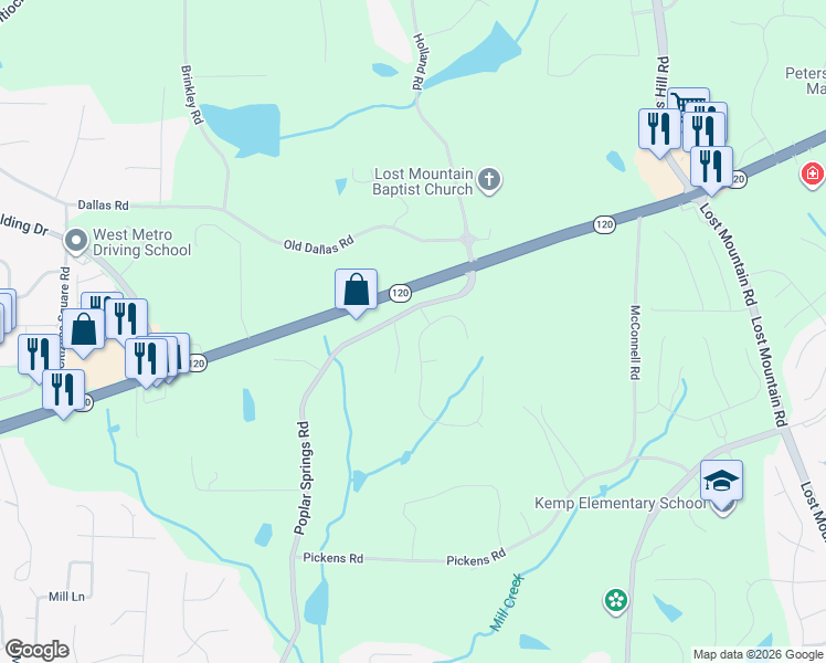 map of restaurants, bars, coffee shops, grocery stores, and more near 756 Springs Crest Drive in Dallas