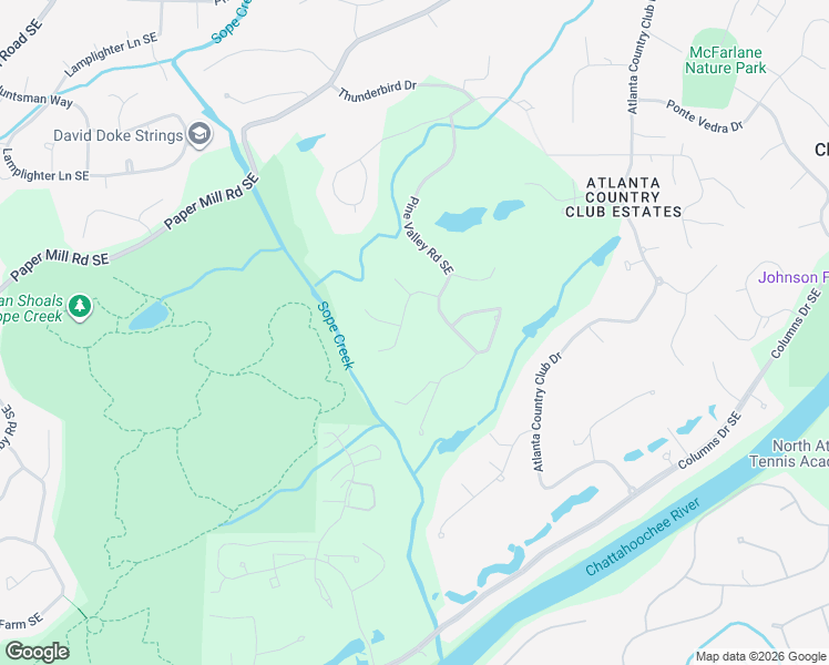 map of restaurants, bars, coffee shops, grocery stores, and more near 420 Pine Valley Road Southeast in Marietta