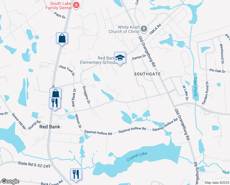 map of restaurants, bars, coffee shops, grocery stores, and more near 207 Silverbrook Lane in Lexington