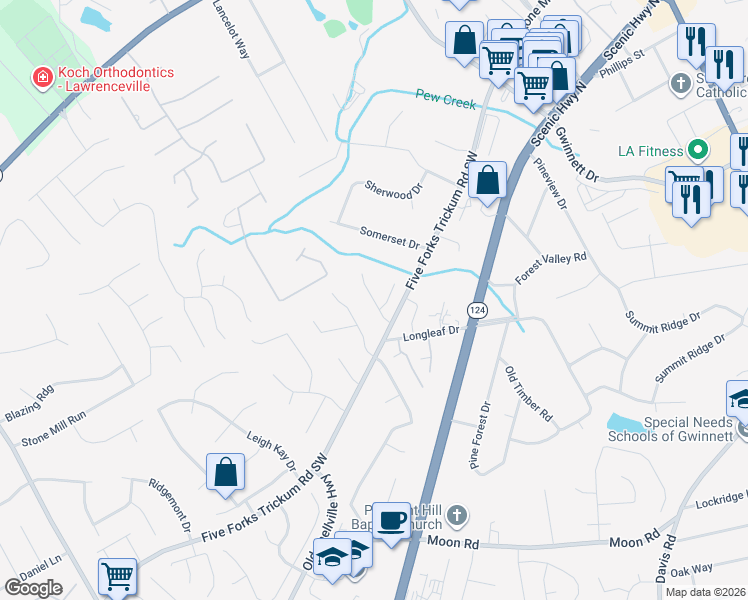 map of restaurants, bars, coffee shops, grocery stores, and more near 782 Sanctuary Lane in Lawrenceville