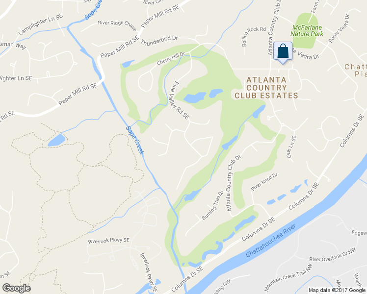 map of restaurants, bars, coffee shops, grocery stores, and more near 420 Pine Valley Road Southeast in Marietta