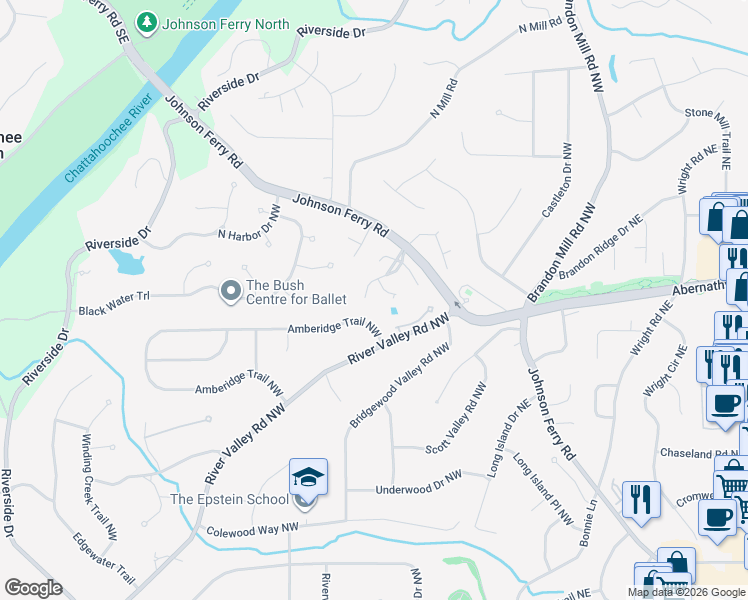map of restaurants, bars, coffee shops, grocery stores, and more near 970 Redding Drive in Atlanta