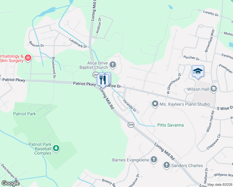 map of restaurants, bars, coffee shops, grocery stores, and more near 3136 Mayflower Lane in Sumter