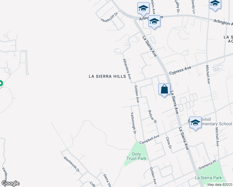 map of restaurants, bars, coffee shops, grocery stores, and more near 11316 Cypress Avenue in Riverside