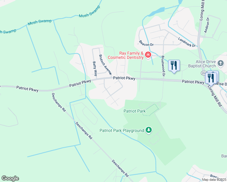 map of restaurants, bars, coffee shops, grocery stores, and more near 410 Continental Road in Sumter