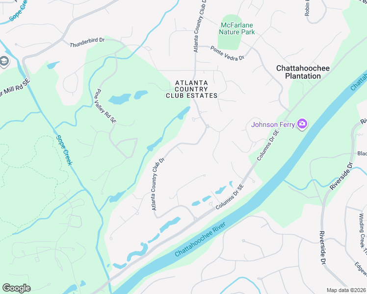 map of restaurants, bars, coffee shops, grocery stores, and more near 600 Club Drive in Marietta