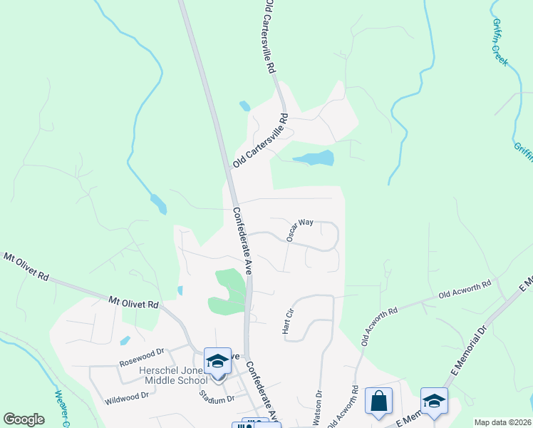 map of restaurants, bars, coffee shops, grocery stores, and more near 818 Cartersville Highway in Dallas