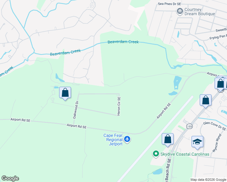 map of restaurants, bars, coffee shops, grocery stores, and more near 3709 Heron Circle Southeast in Southport