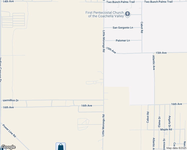 map of restaurants, bars, coffee shops, grocery stores, and more near 15305 Little Morongo Road in Desert Hot Springs