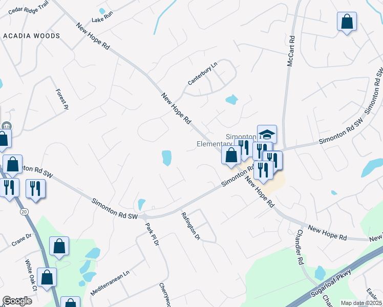 map of restaurants, bars, coffee shops, grocery stores, and more near 743 New Hope Road in Lawrenceville