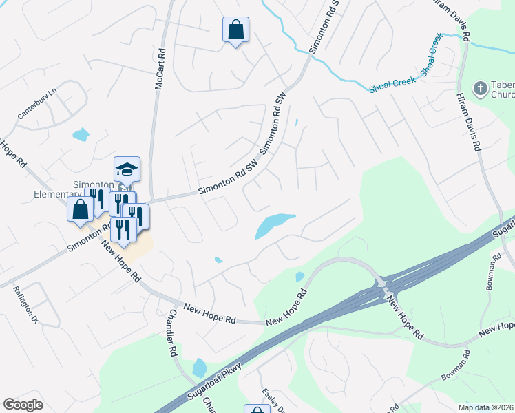 map of restaurants, bars, coffee shops, grocery stores, and more near 315 Simonton Crest Drive Southeast in Lawrenceville