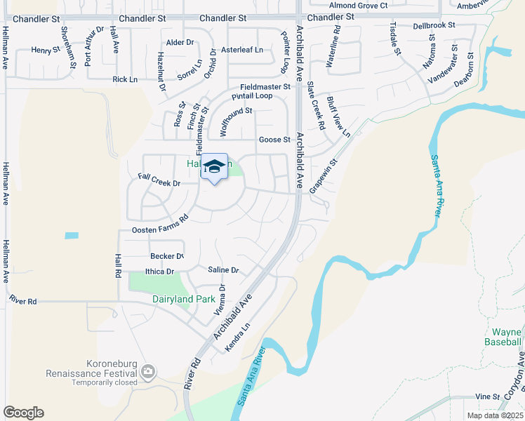 map of restaurants, bars, coffee shops, grocery stores, and more near 8367 Fiske Drive in Corona
