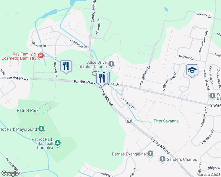 map of restaurants, bars, coffee shops, grocery stores, and more near 3133 Mayflower Lane in Sumter