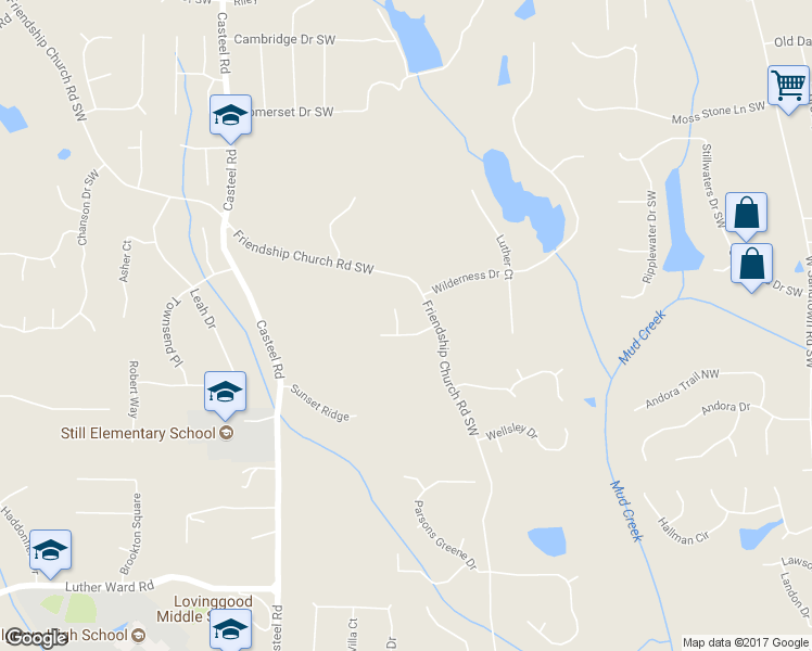map of restaurants, bars, coffee shops, grocery stores, and more near 731 Friendship Ridge Court in Powder Springs