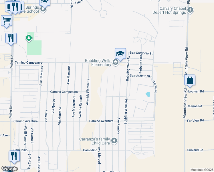 map of restaurants, bars, coffee shops, grocery stores, and more near in Desert Hot Springs