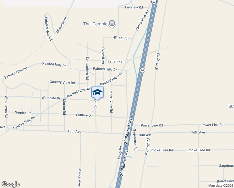 map of restaurants, bars, coffee shops, grocery stores, and more near 15300 Cholla Road in Whitewater