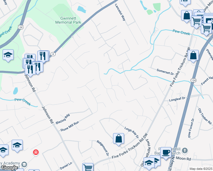 map of restaurants, bars, coffee shops, grocery stores, and more near 430 Thornbush Trce in Lawrenceville