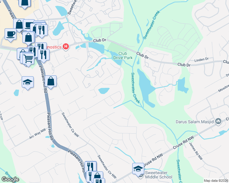 map of restaurants, bars, coffee shops, grocery stores, and more near 3350 Haverhill Rowe in Lawrenceville