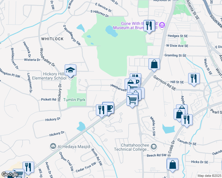 map of restaurants, bars, coffee shops, grocery stores, and more near 234 Pam Lane Southwest in Marietta
