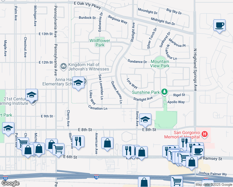 map of restaurants, bars, coffee shops, grocery stores, and more near 1031 Queen Annes Lane in Beaumont