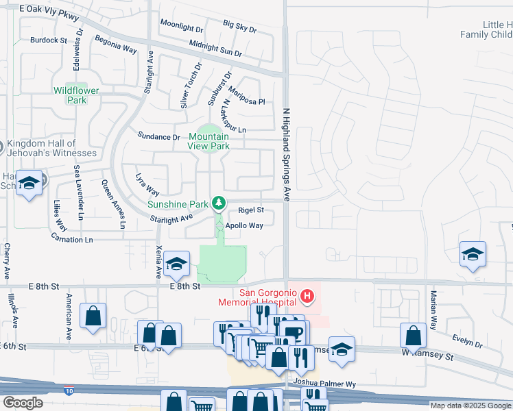 map of restaurants, bars, coffee shops, grocery stores, and more near 1664 Rigel Street in Beaumont