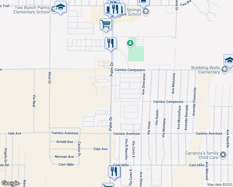map of restaurants, bars, coffee shops, grocery stores, and more near 15300 Palm Drive in Desert Hot Springs
