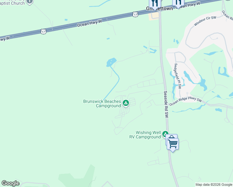 map of restaurants, bars, coffee shops, grocery stores, and more near 7200 KOA Drive Southwest in Sunset Beach