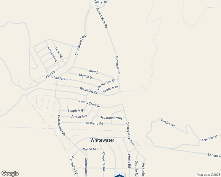 map of restaurants, bars, coffee shops, grocery stores, and more near Oleander Drive in Whitewater