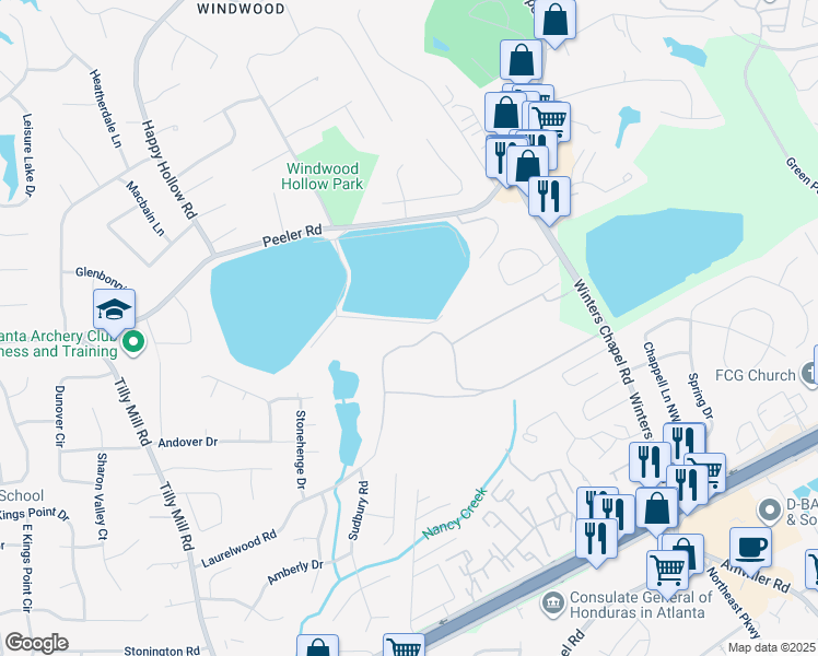 map of restaurants, bars, coffee shops, grocery stores, and more near in Atlanta