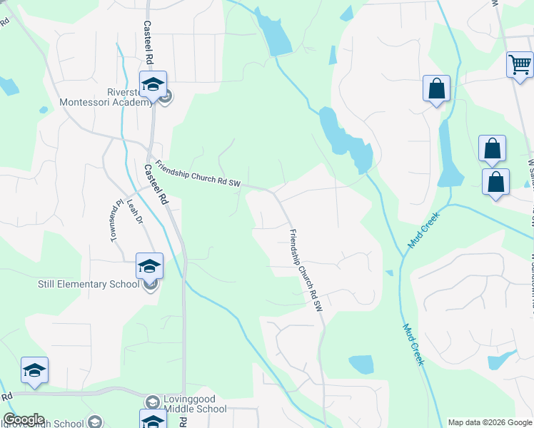 map of restaurants, bars, coffee shops, grocery stores, and more near 721 Friendship Ridge Court in Powder Springs