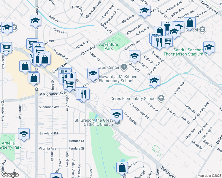 map of restaurants, bars, coffee shops, grocery stores, and more near 10531 Wedgeport Avenue in Whittier