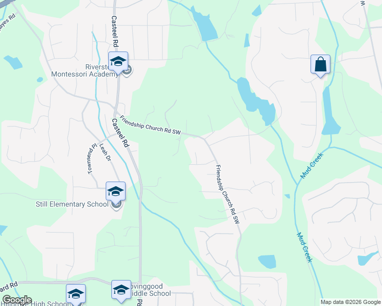 map of restaurants, bars, coffee shops, grocery stores, and more near 711 Friendship Ridge Court in Powder Springs