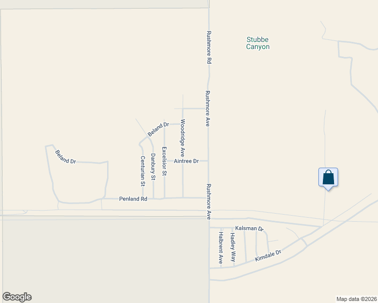 map of restaurants, bars, coffee shops, grocery stores, and more near Woodridge Avenue in Riverside County